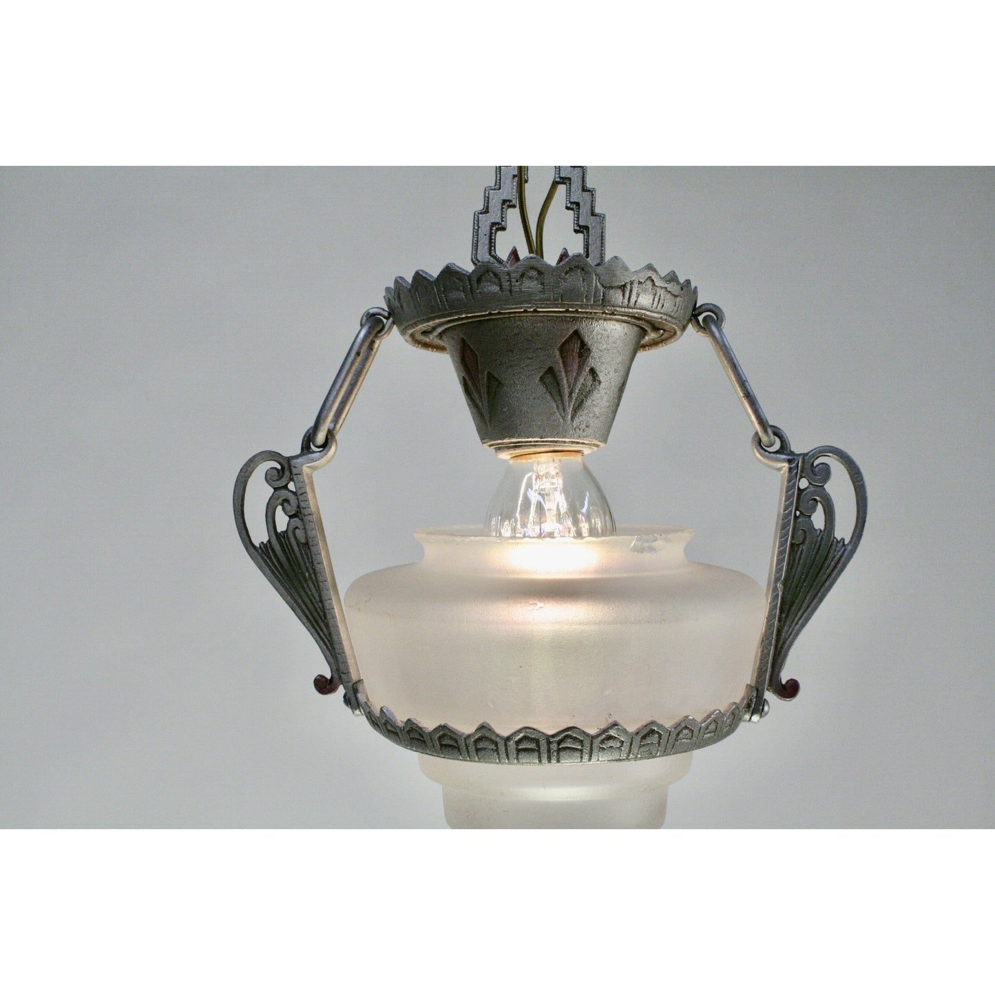 Art Deco Pendant Gill “Modernique” with Frosted Shade #2069