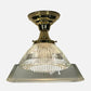 Square Holophane on Brass Fixture ca 1920s #2236