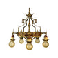 Beautiful Cast Brass Bare Bulb Chandelier from the 1920s #2372