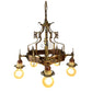 Beautiful Cast Brass Bare Bulb Chandelier from the 1920s #2372