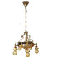 Beautiful Cast Brass Bare Bulb Chandelier from the 1920s #2372