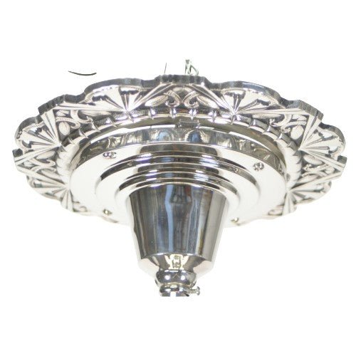 Crown Art Deco Pendant in Polished Nickel with Black Stencil Shade  #2212