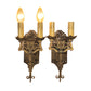 One Pair 1920s Spanish Revival Wall Two Light Sconces, Original Finish #2323