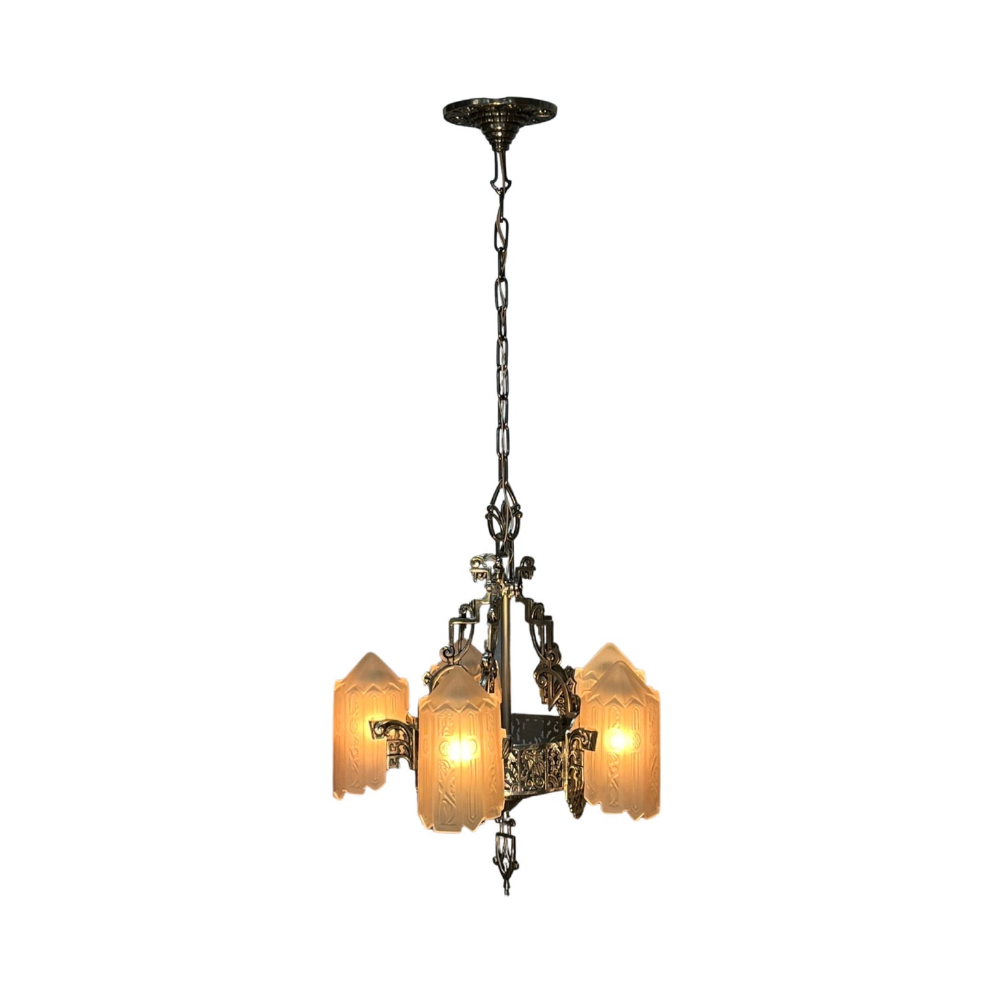 Lincoln "Venetian" Slip Shade Chandelier, Tall Ceiling Version, ca 1931, #2319