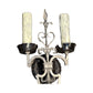 Massive Nickel Plated Bronze Spanish Revival Wall Sconces #2357