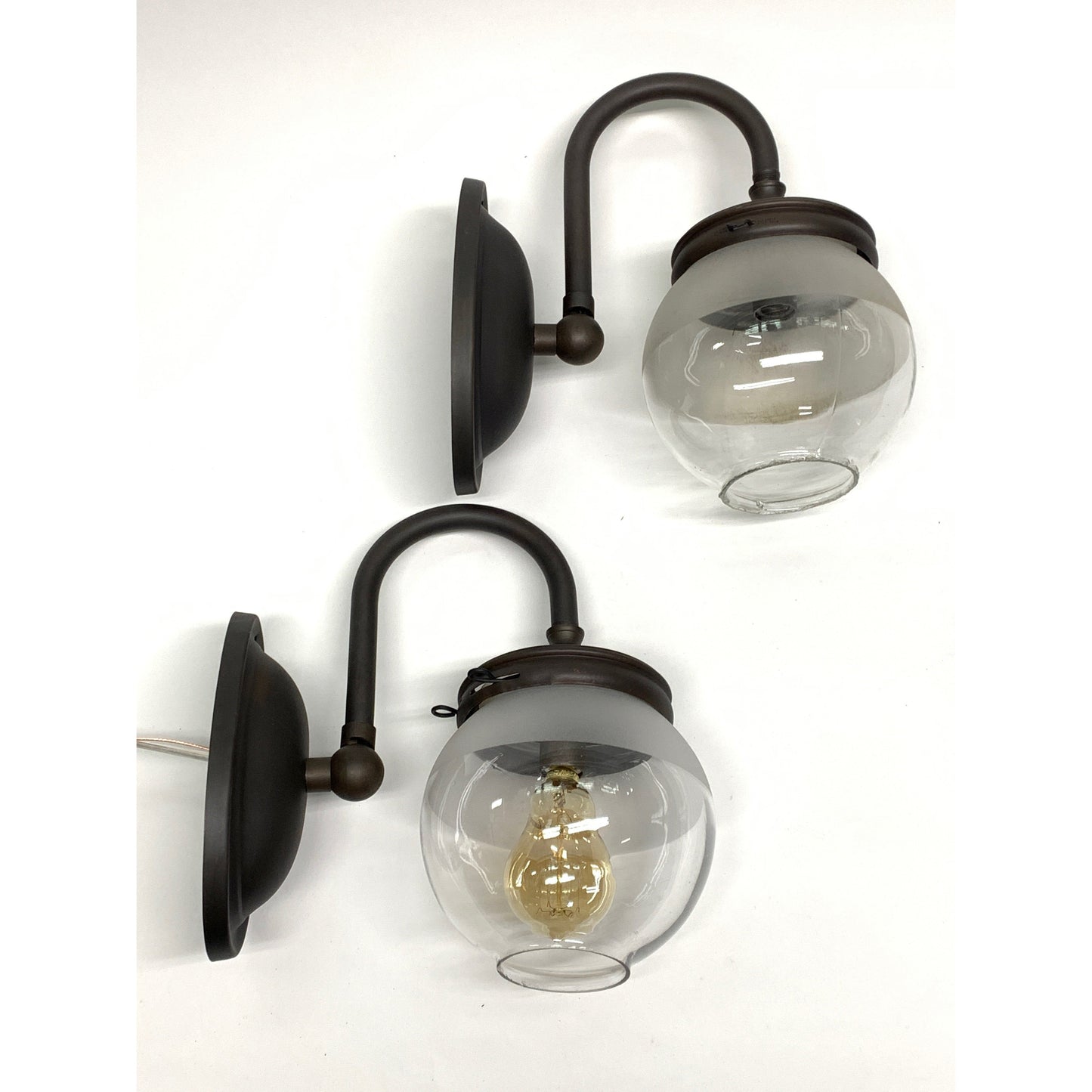 Pair Industrial Gas sconces with Globe Shades #2035