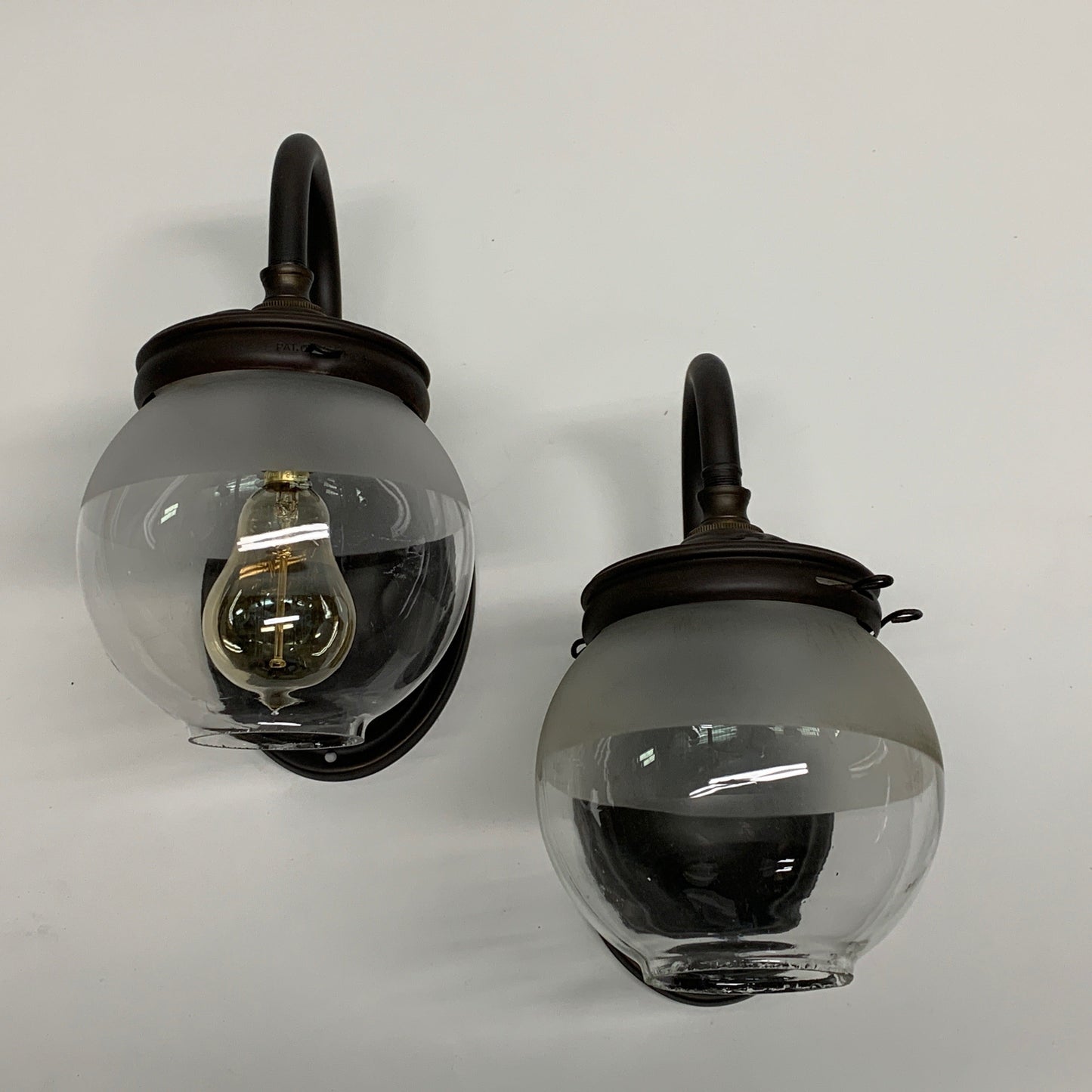 Pair Industrial Gas sconces with Globe Shades #2035