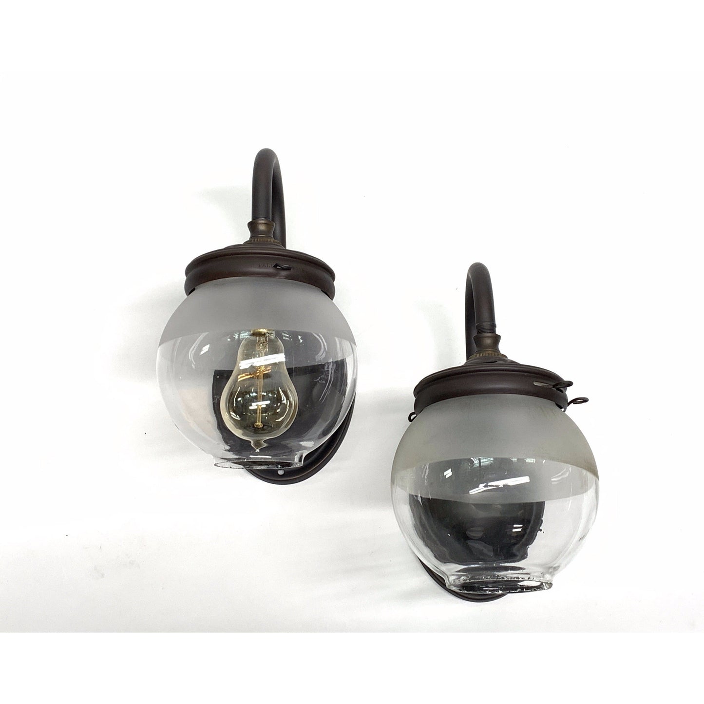 Pair Industrial Gas sconces with Globe Shades #2035