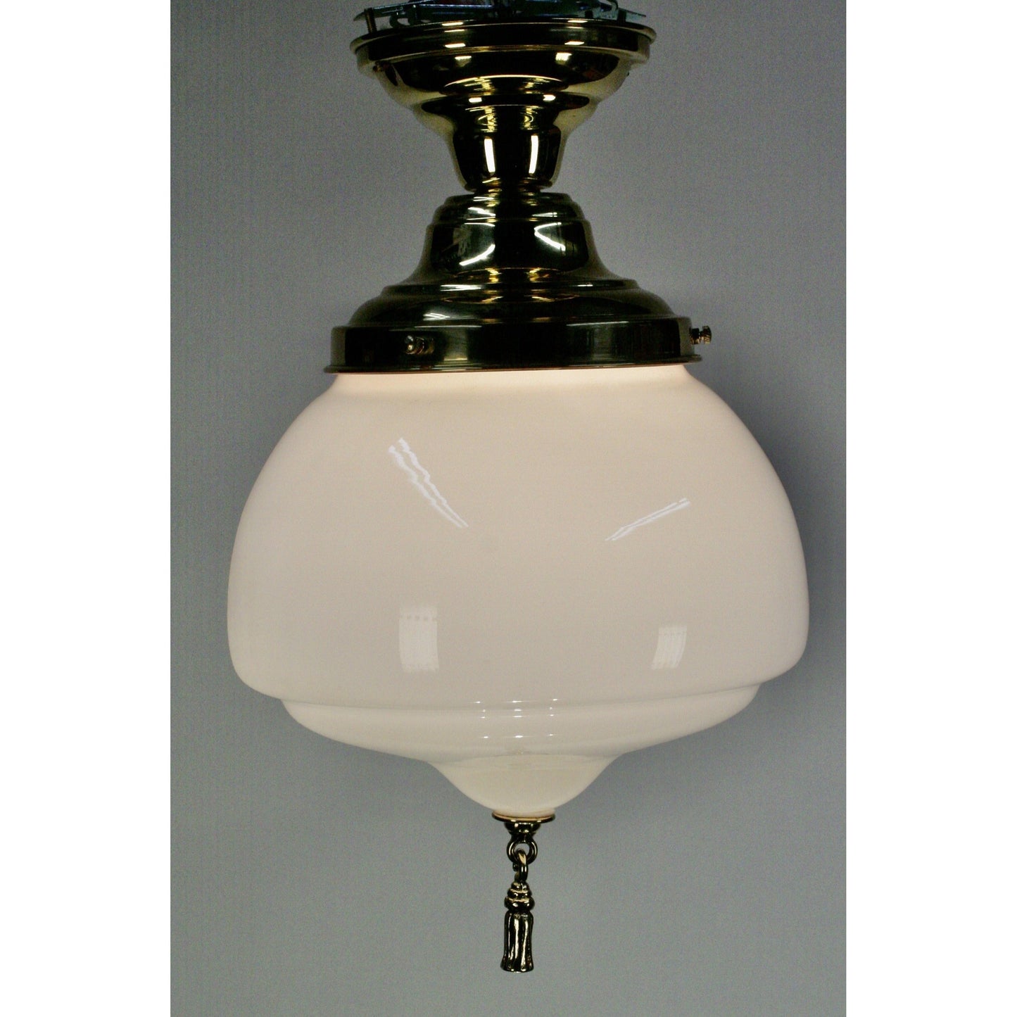 Schoolhouse Globe with Polished Brass Fixture and Tassel finial #2065