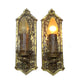 Stunning Pair 1910s or 1920s Cast Brass Tudor or Romantic Revival Sconces #2353