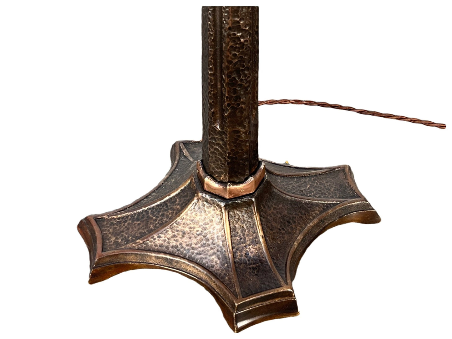 Stunning Hammered Arts and Crafts Floor Lamp in Cast Bronze with Smoking Accessories #2367