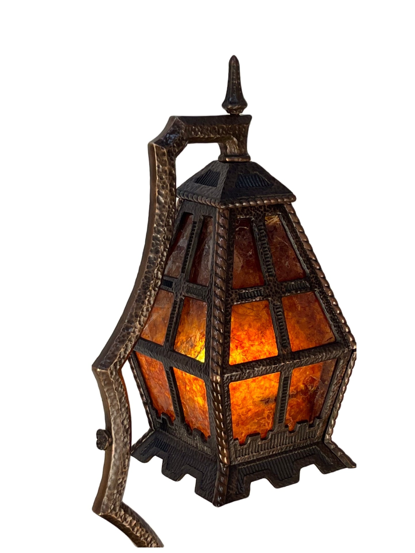 Stunning Hammered Arts and Crafts Floor Lamp in Cast Bronze with Smoking Accessories #2367