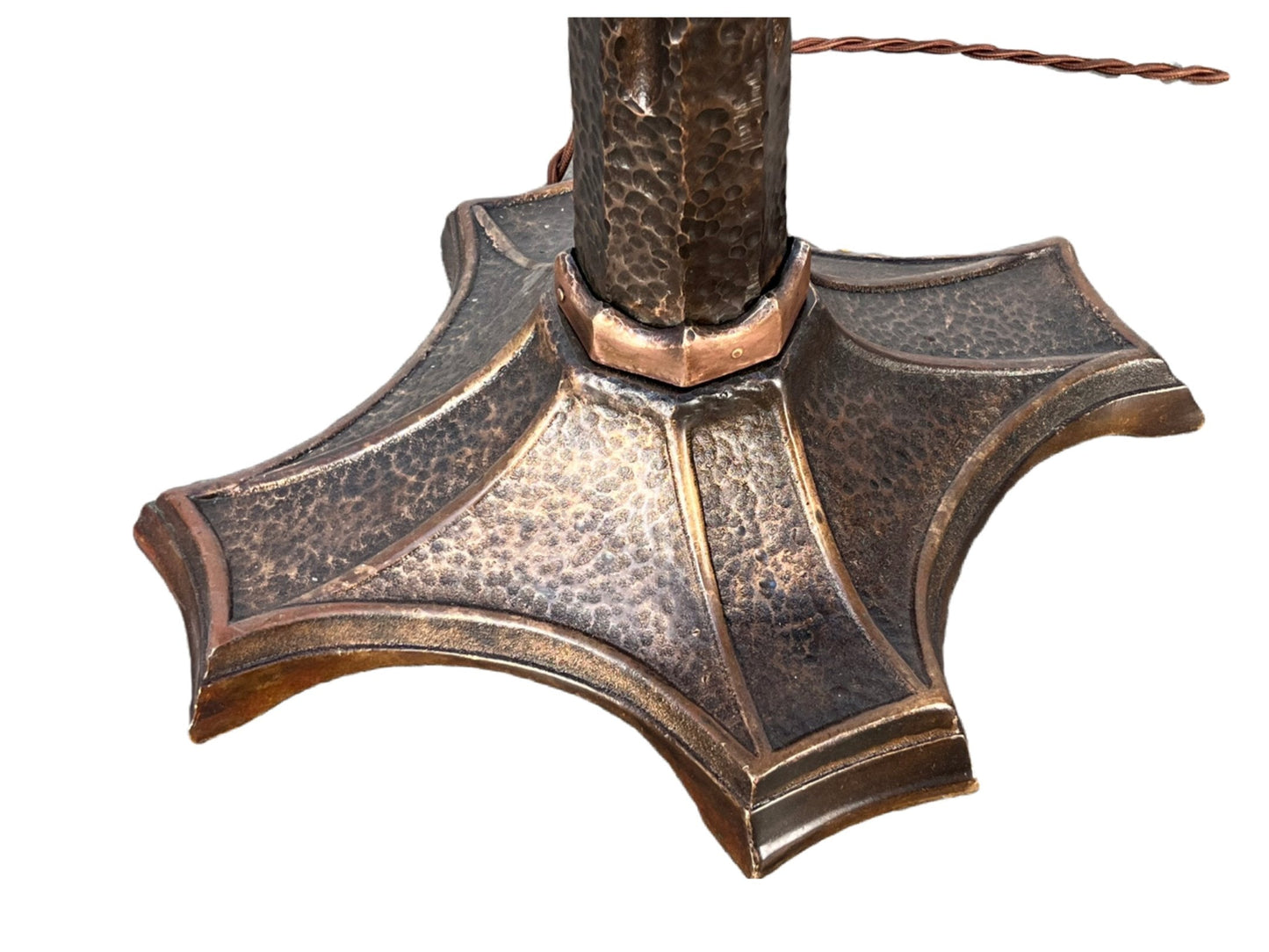 Stunning Hammered Arts and Crafts Floor Lamp in Cast Bronze with Smoking Accessories #2367