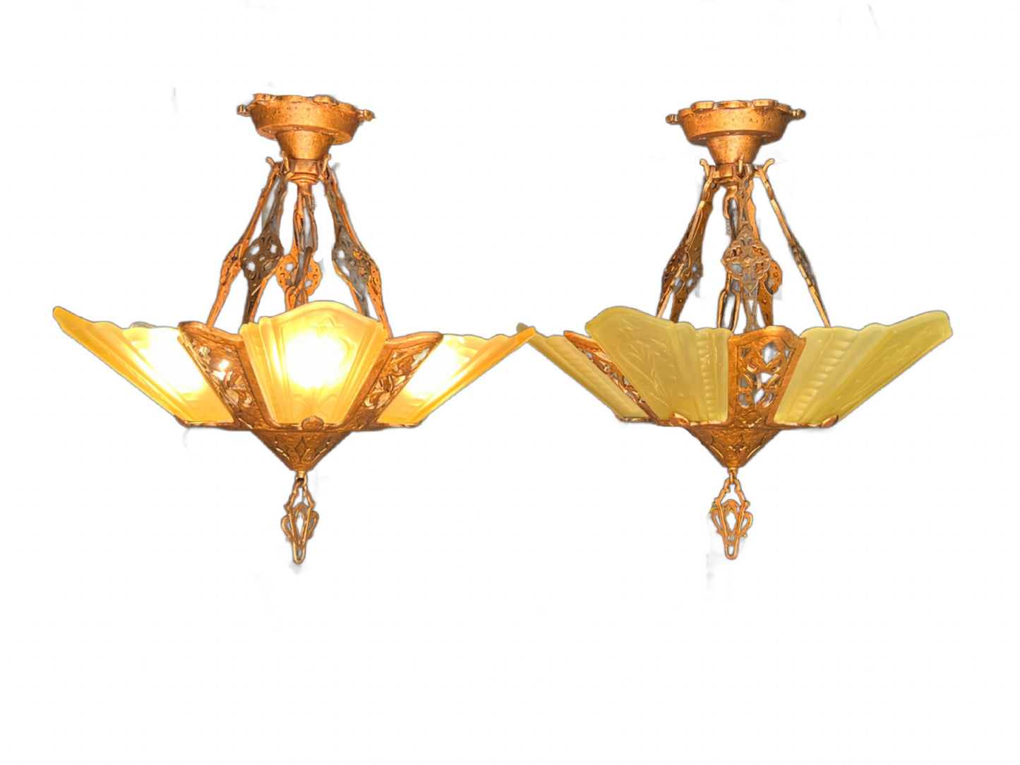 Semi Flush Slip Shade Chandelier by JC Virden (one of two) #2408