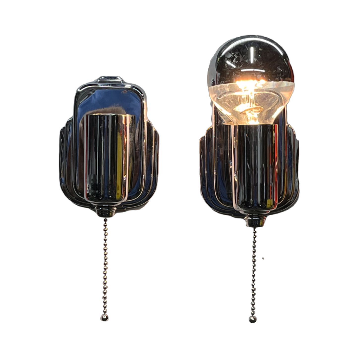 1940s Chrome Powder Room Sconces by Lightolier #2416