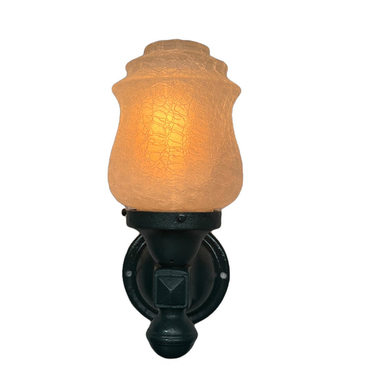 MidCentury Porch Light with Crackle Glass Shade #2411