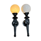 Pair Huge Black Exterior Sconces with Milk Glass Shades circa 1900 #2417