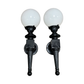 Pair Huge Black Exterior Sconces with Milk Glass Shades circa 1900 #2417