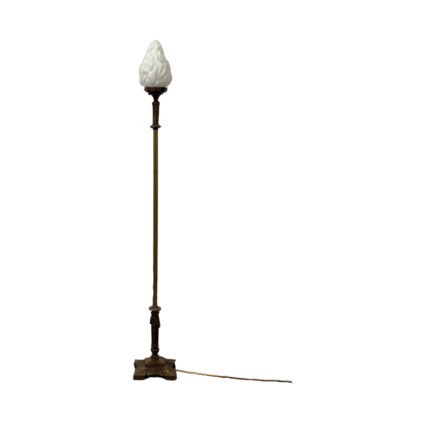 Bronze Art Deco Floor Lamp with Flame Shade #2423