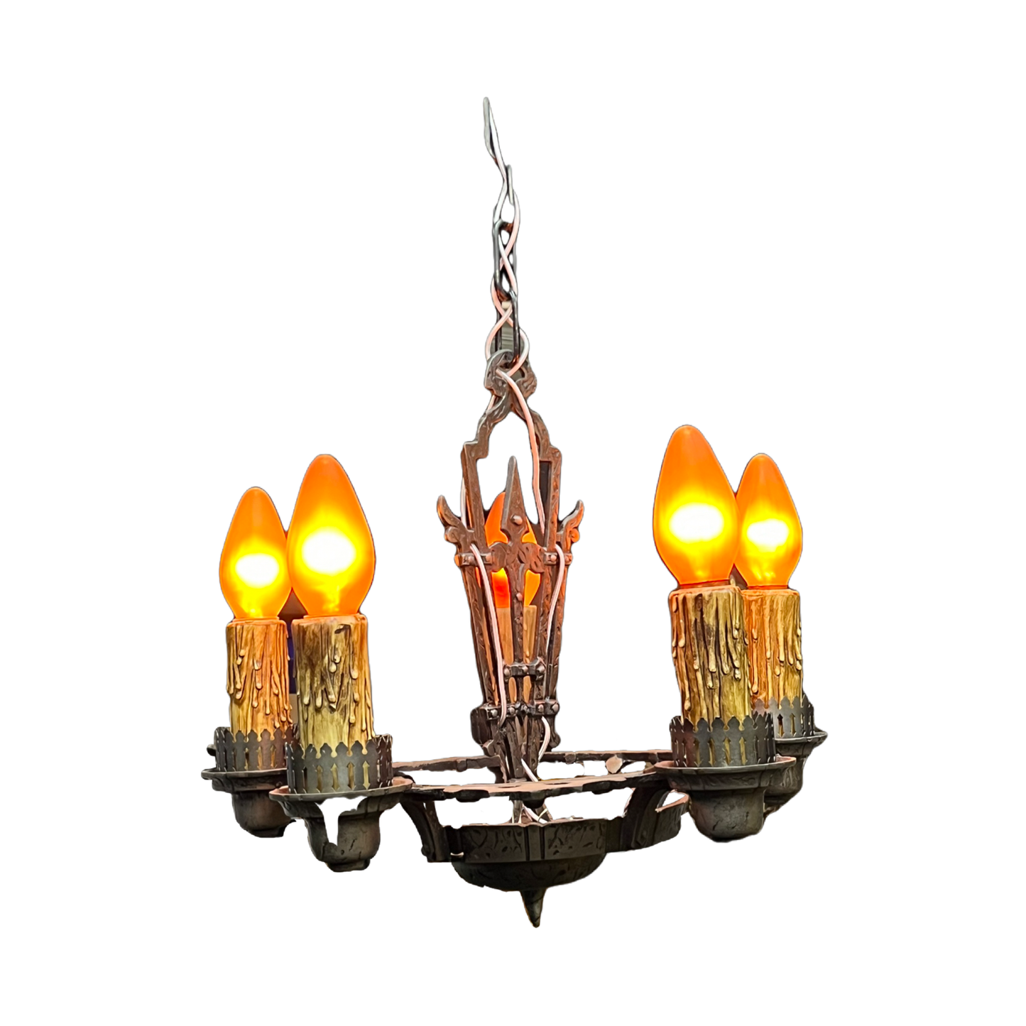 Cast Iron Storybook Style 5 light Chandelier with Original Finish #2447