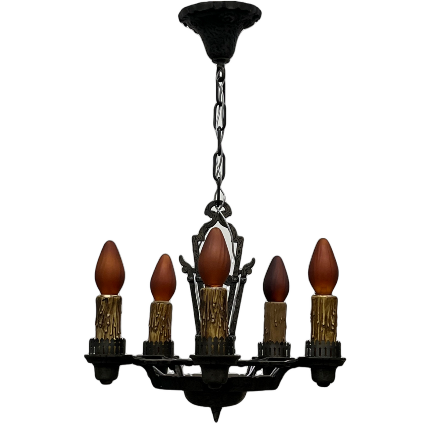 Cast Iron Storybook Style 5 light Chandelier with Original Finish #2447