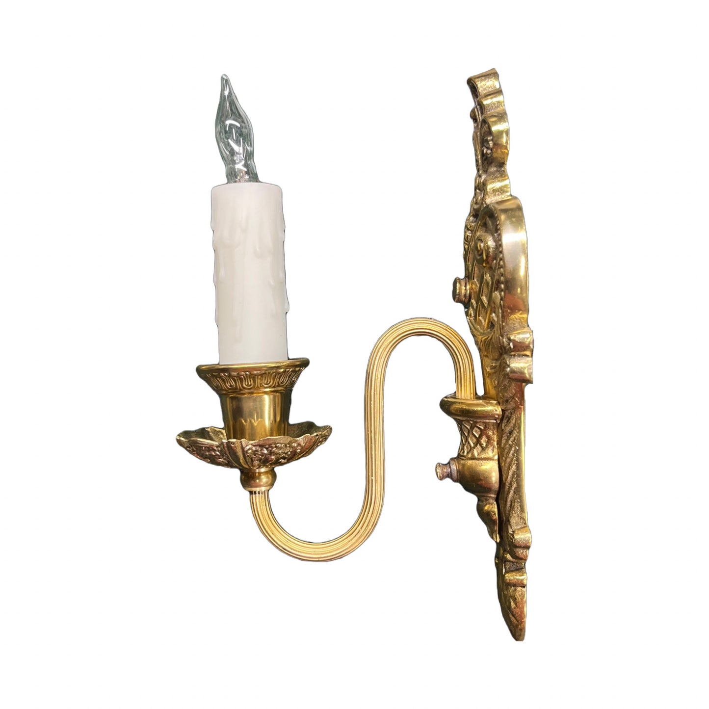 Fancy Brass Plated Sconces from the 1910s with Original Finish #2429