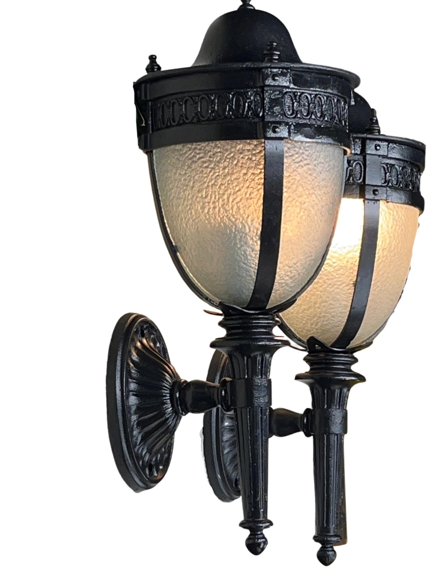 Heavy Cast Coach Lanterns with Pebble Glass