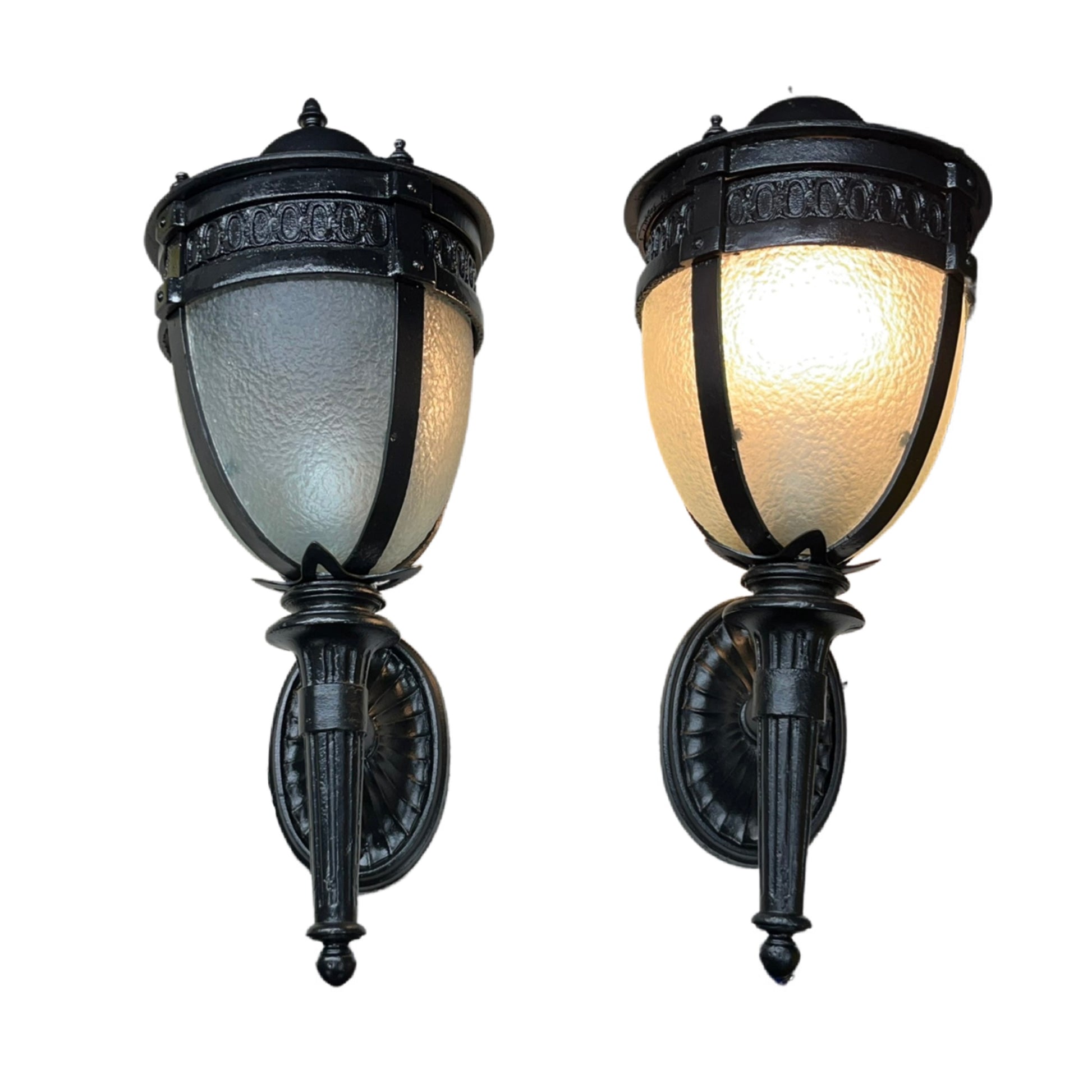 Heavy Cast Coach Lanterns with Pebble Glass