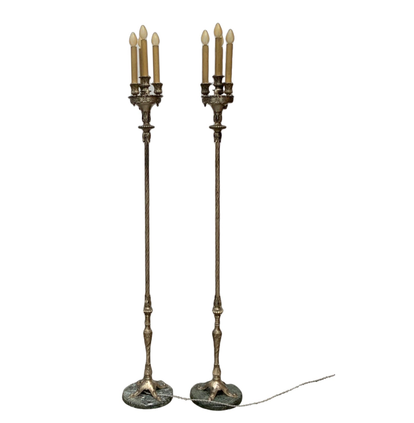 Beautiful Pair of 1920s Floor Lamps in Original Silver Finish #2422