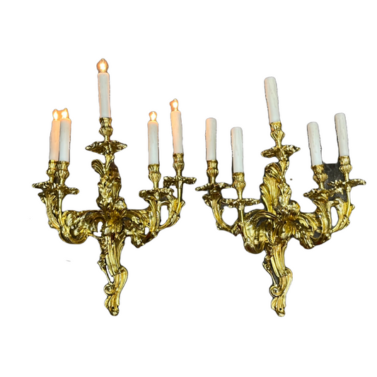 Baroque Revival Cast Brass Sconces