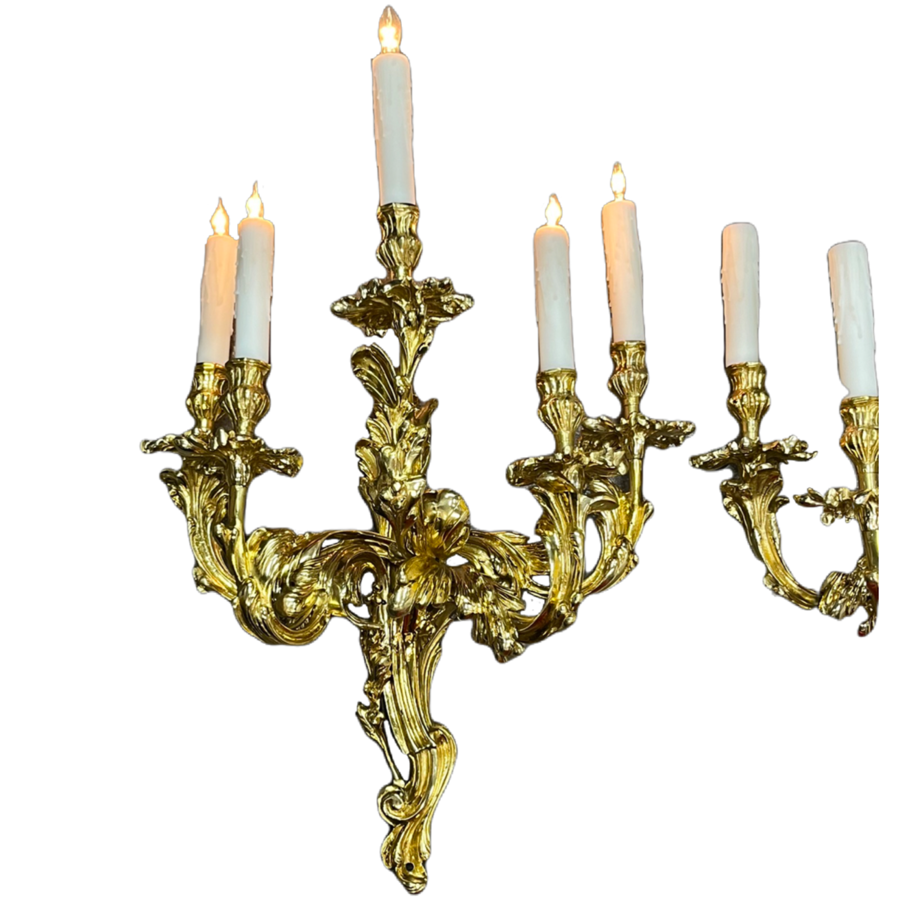 Baroque Revival Cast Brass Sconces