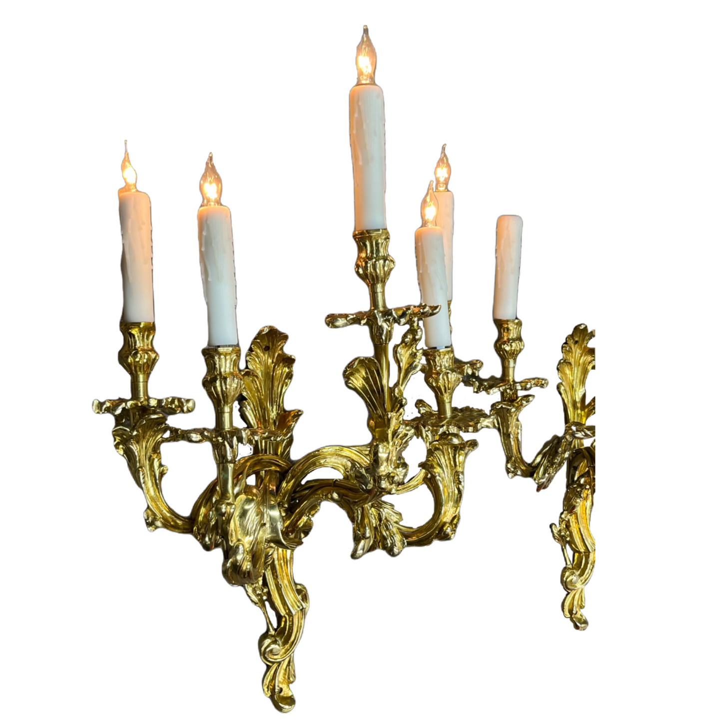 Baroque Revival Cast Brass Sconces