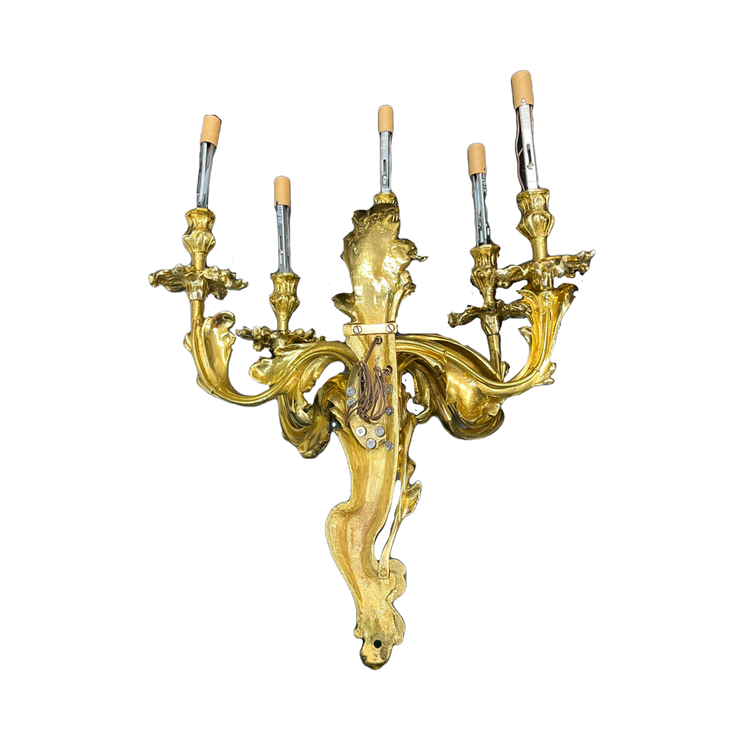 Stunning Solid Cast Brass Baroque Revival Ten Light Sconces #2432