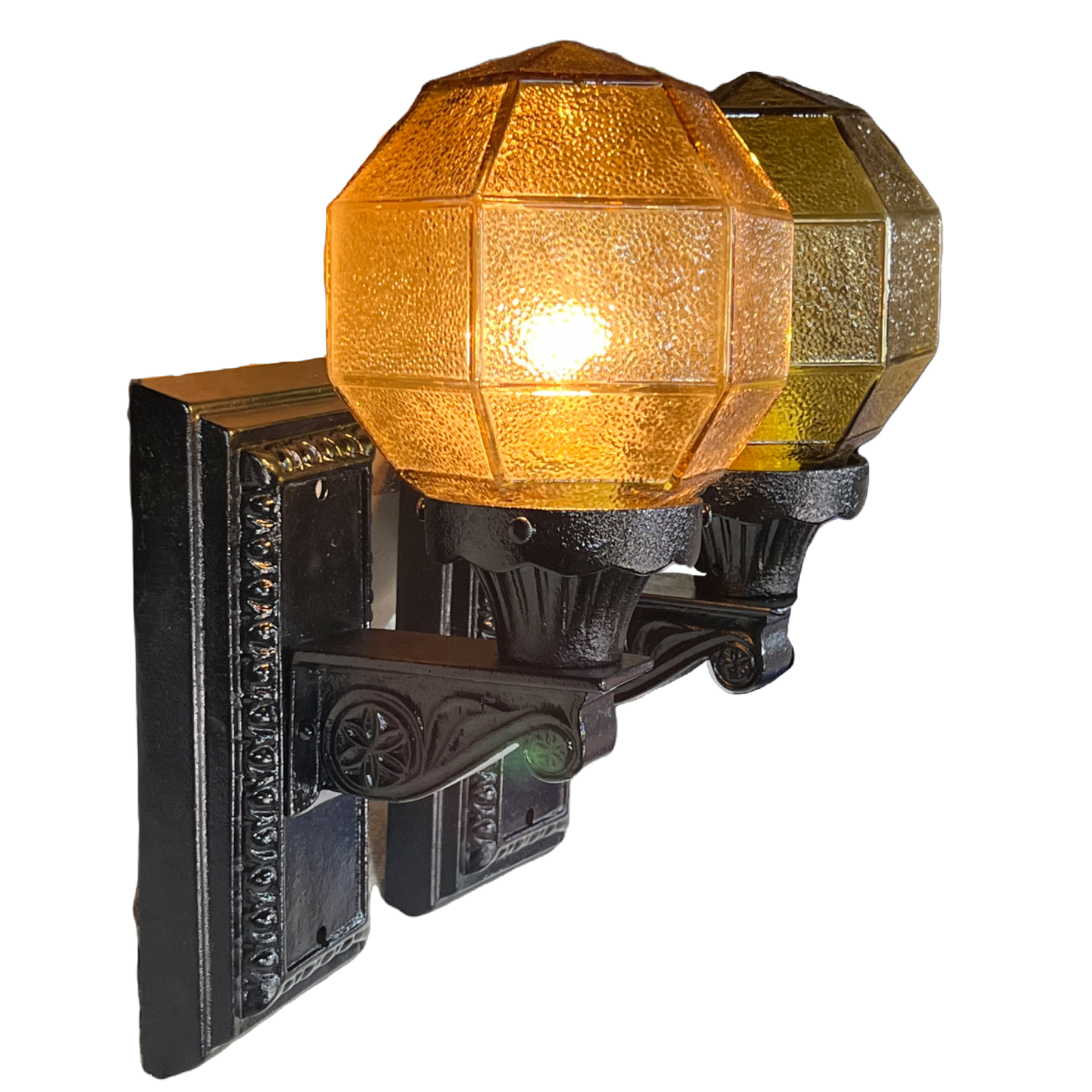 Pair Exterior Lights with Amber Shades