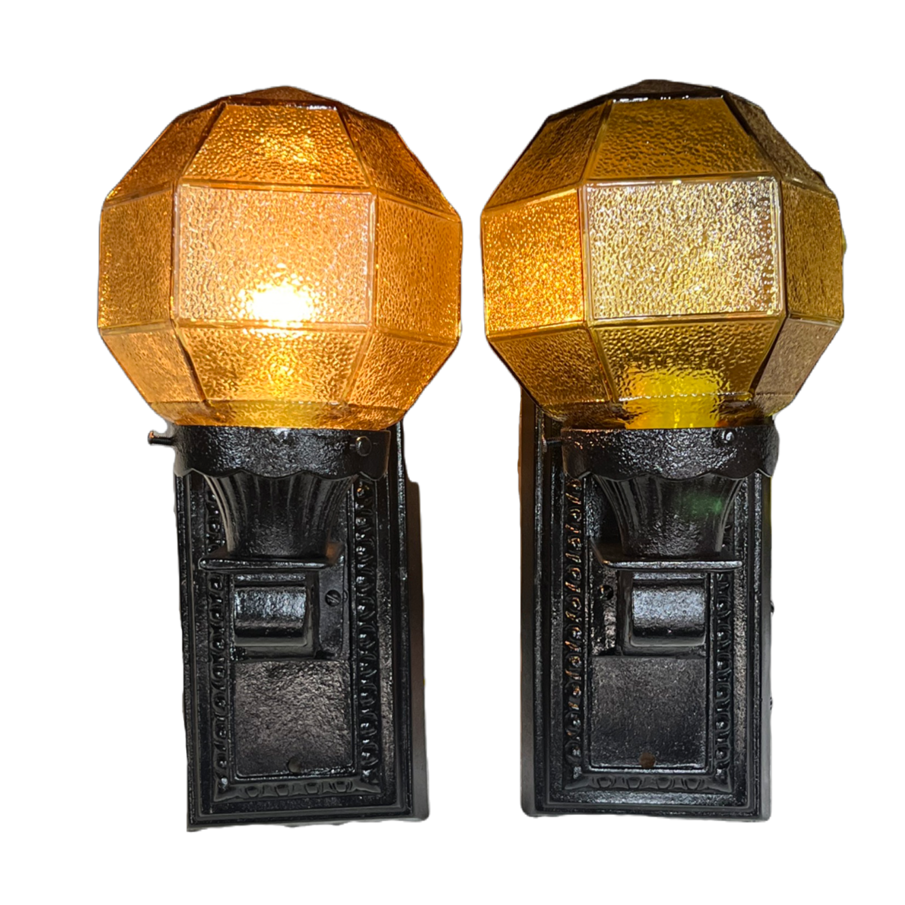 Pair Exterior Lights with Amber Shades