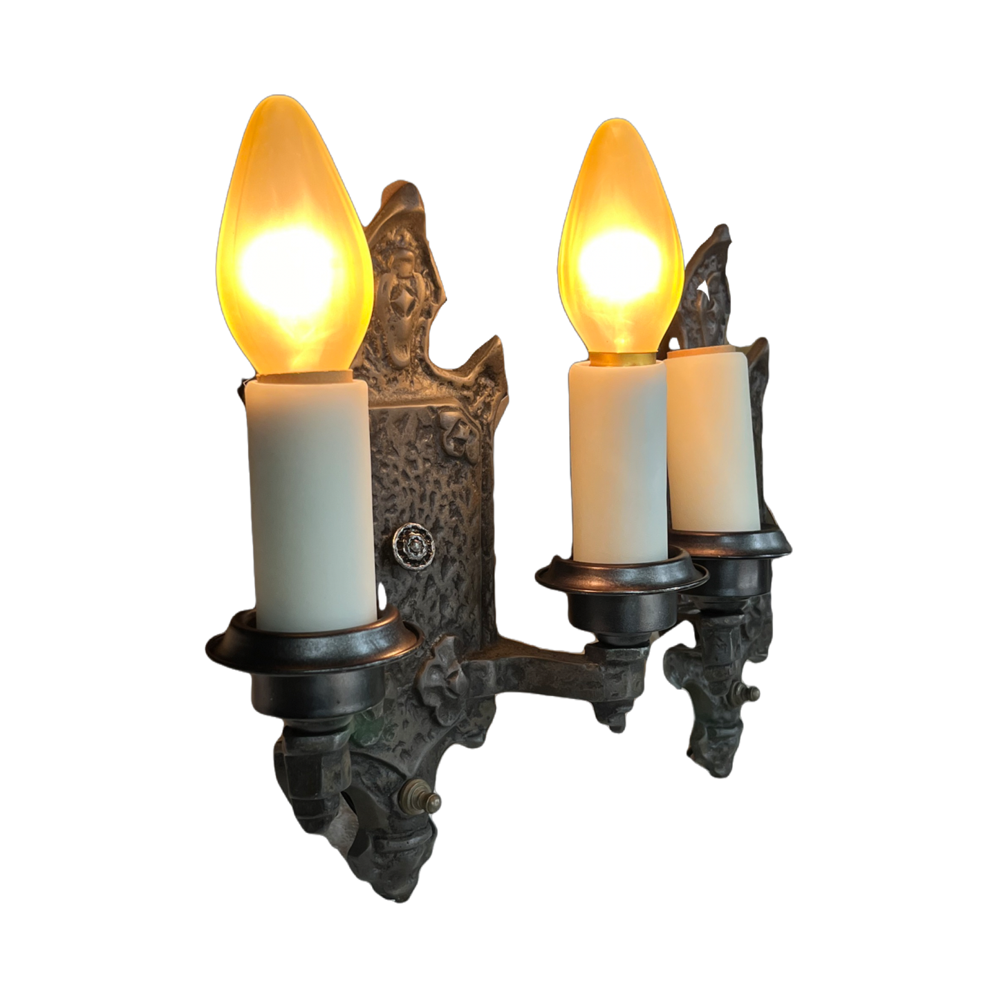 Three Hammered Spanish Revival or Craftsman Wall Sconces #2443