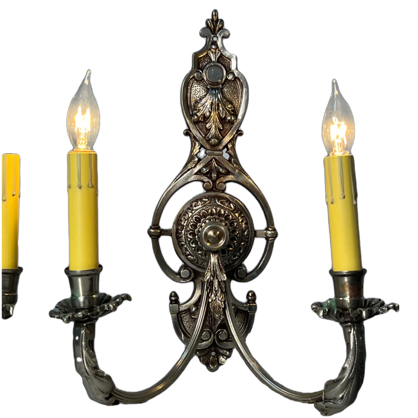 Nickel Plated Cast Brass Candelabra Wall Sconces #2450