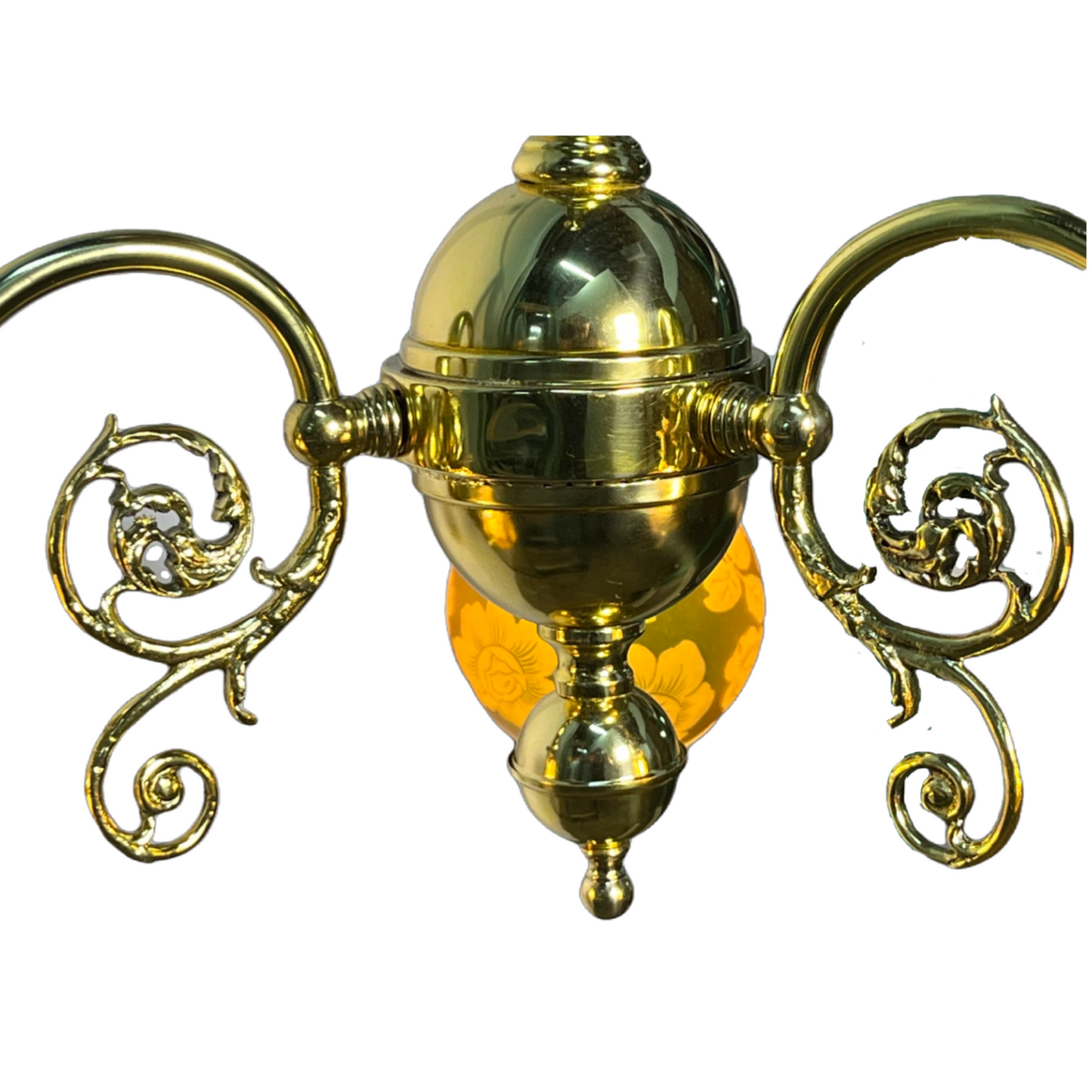 Lovely Victorian 3 light Fixture with Etsy Amber Glass Shades #2451