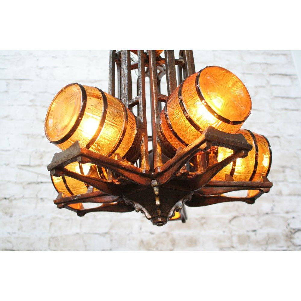 1930s Tavern Chandelier by Gill Glass #1749 - Filament Vintage Lighting