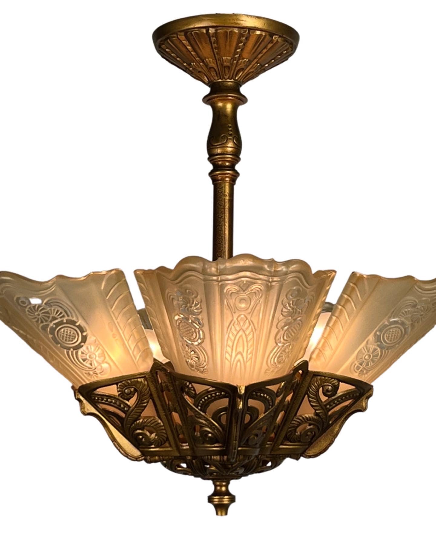 Semi Flush Art Deco Chandelier