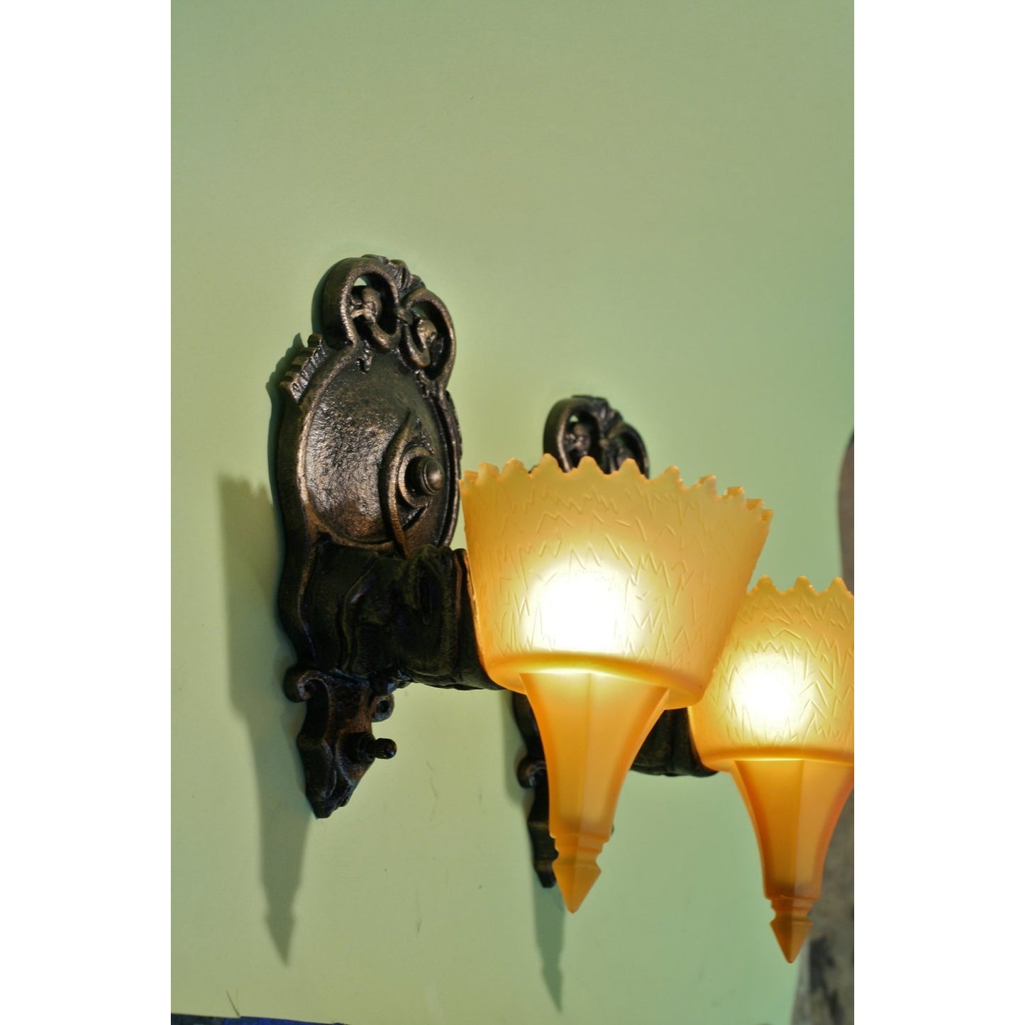 Pair Vintage Frankelite Art Deco Era Sconces, 1930s #11-121 - Filament Vintage Lighting