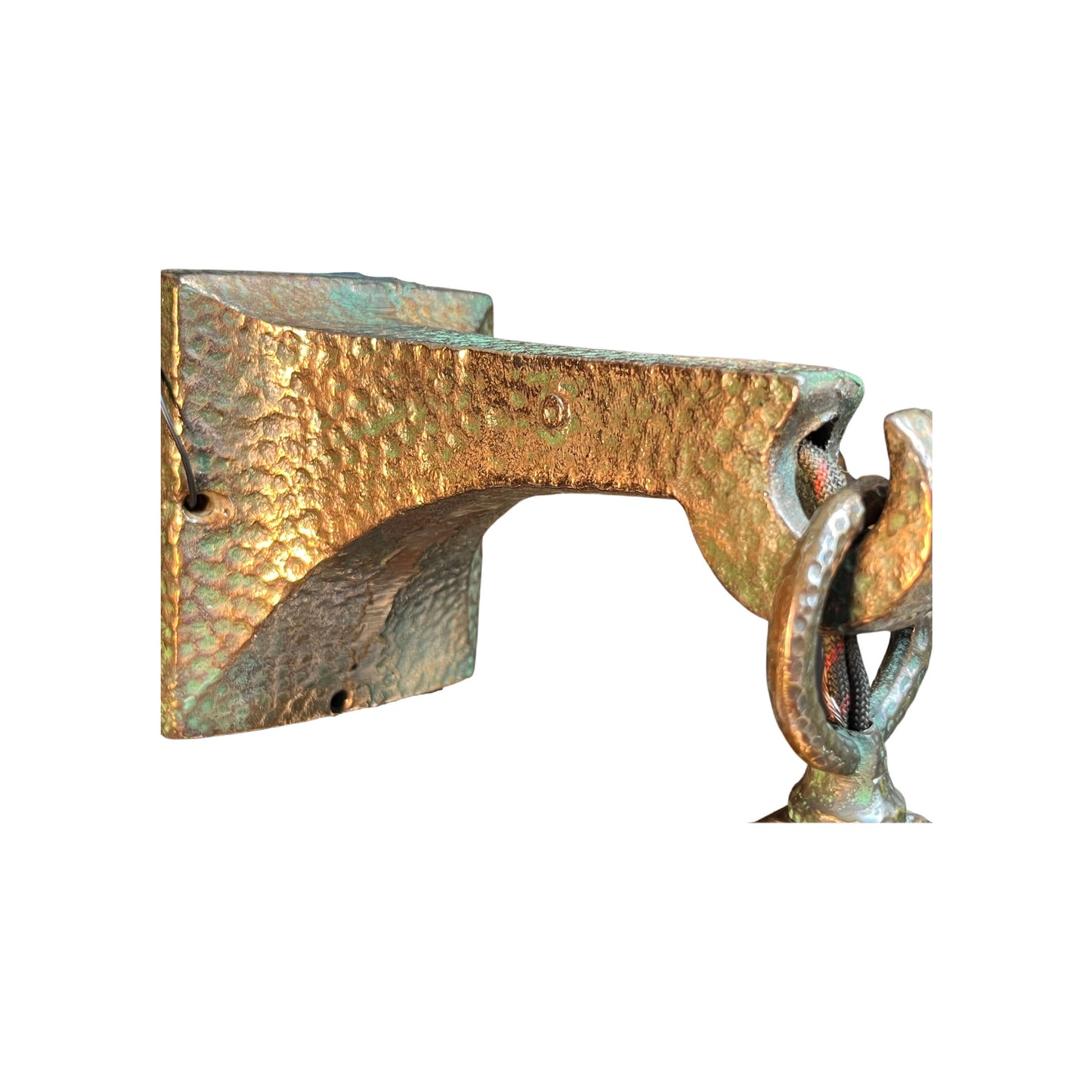 Antique Craftsman or Arts and Crafts Hammered Copper Plated Sconce with Mica Panels for a Bungalow Restored Ready to Install Free Shipping