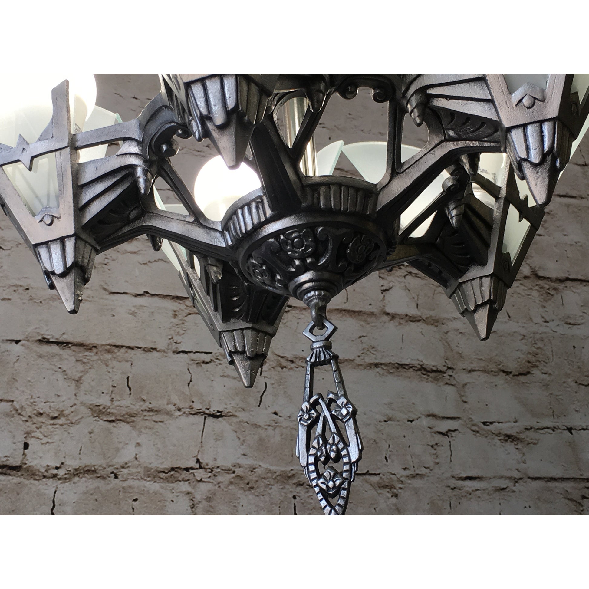 1930s Art Deco Chandelier with Glass Panels - Filament Vintage Lighting