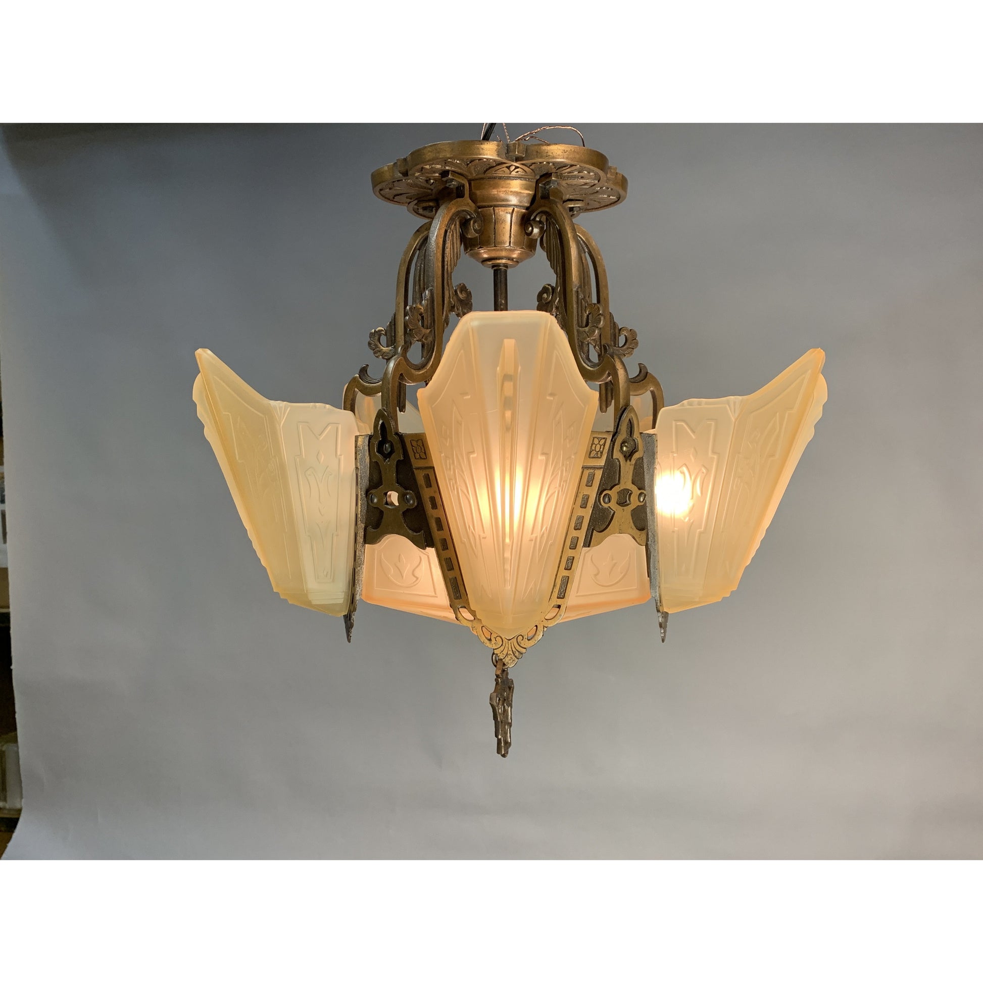 Markel Electric Solid Bronze Semi-Flush with Original Finish #2015 - Filament Vintage Lighting