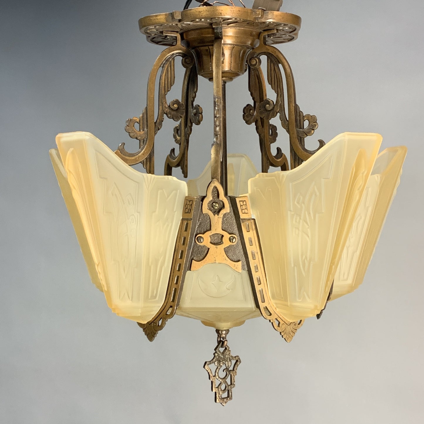 Markel Electric Solid Bronze Semi-Flush with Original Finish #2015 - Filament Vintage Lighting