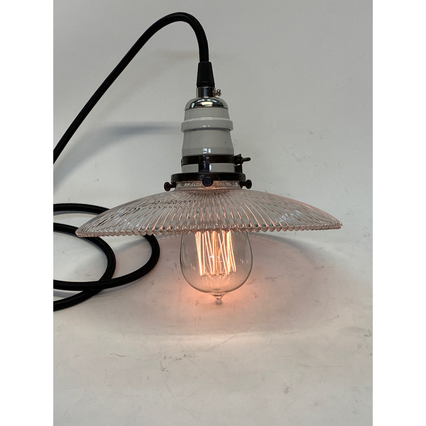 Pagoda Holophane Shade Pendant #2018 - Filament Vintage Lighting