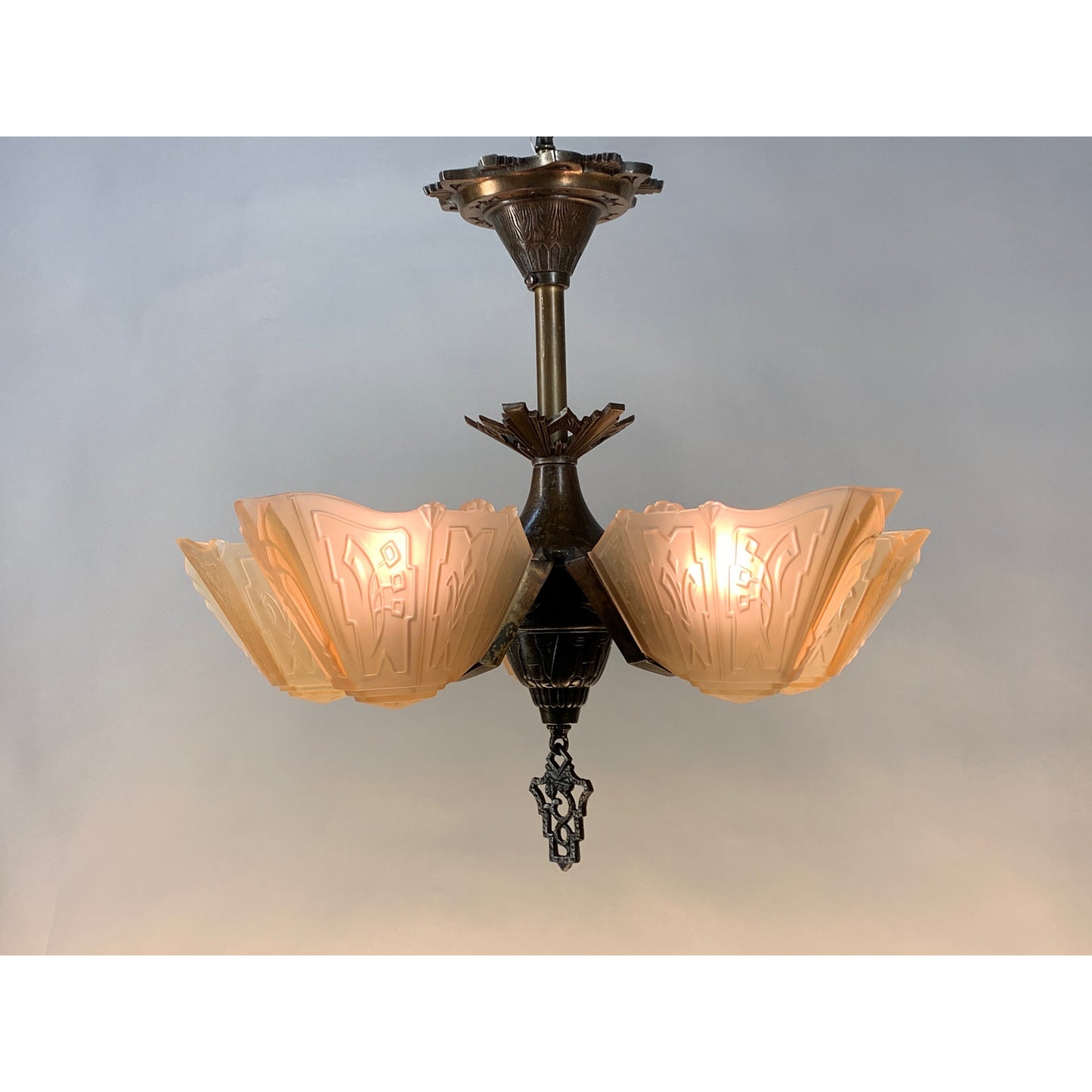 Semi Flush Art Deco Chandelier by Markel #2021 - Filament Vintage Lighting