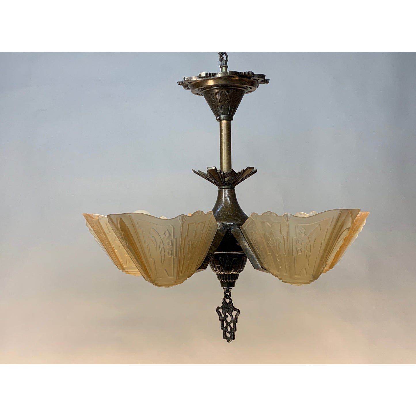 Semi Flush Art Deco Chandelier by Markel #2021 - Filament Vintage Lighting