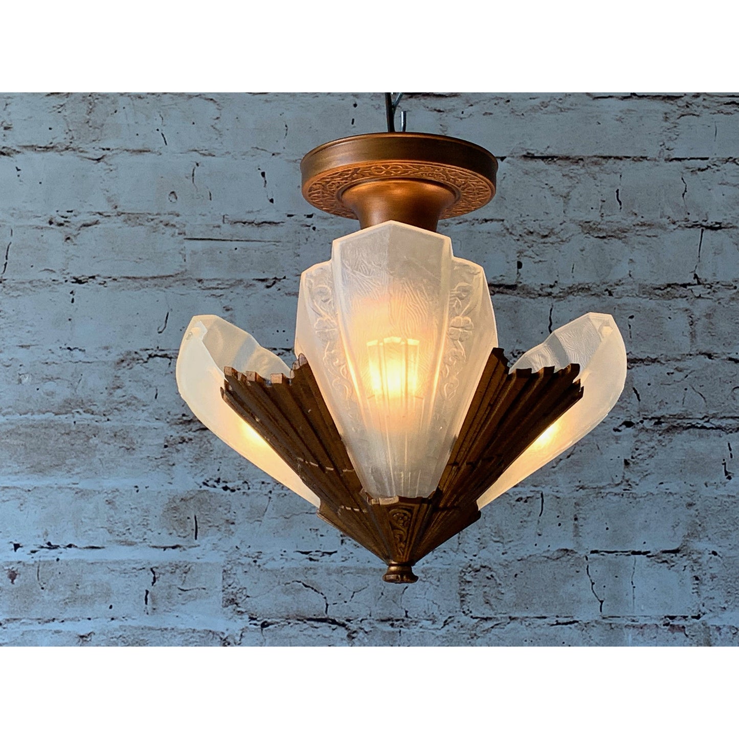 Short Ceiling 3 Light by Rayburn #1868 - Filament Vintage Lighting