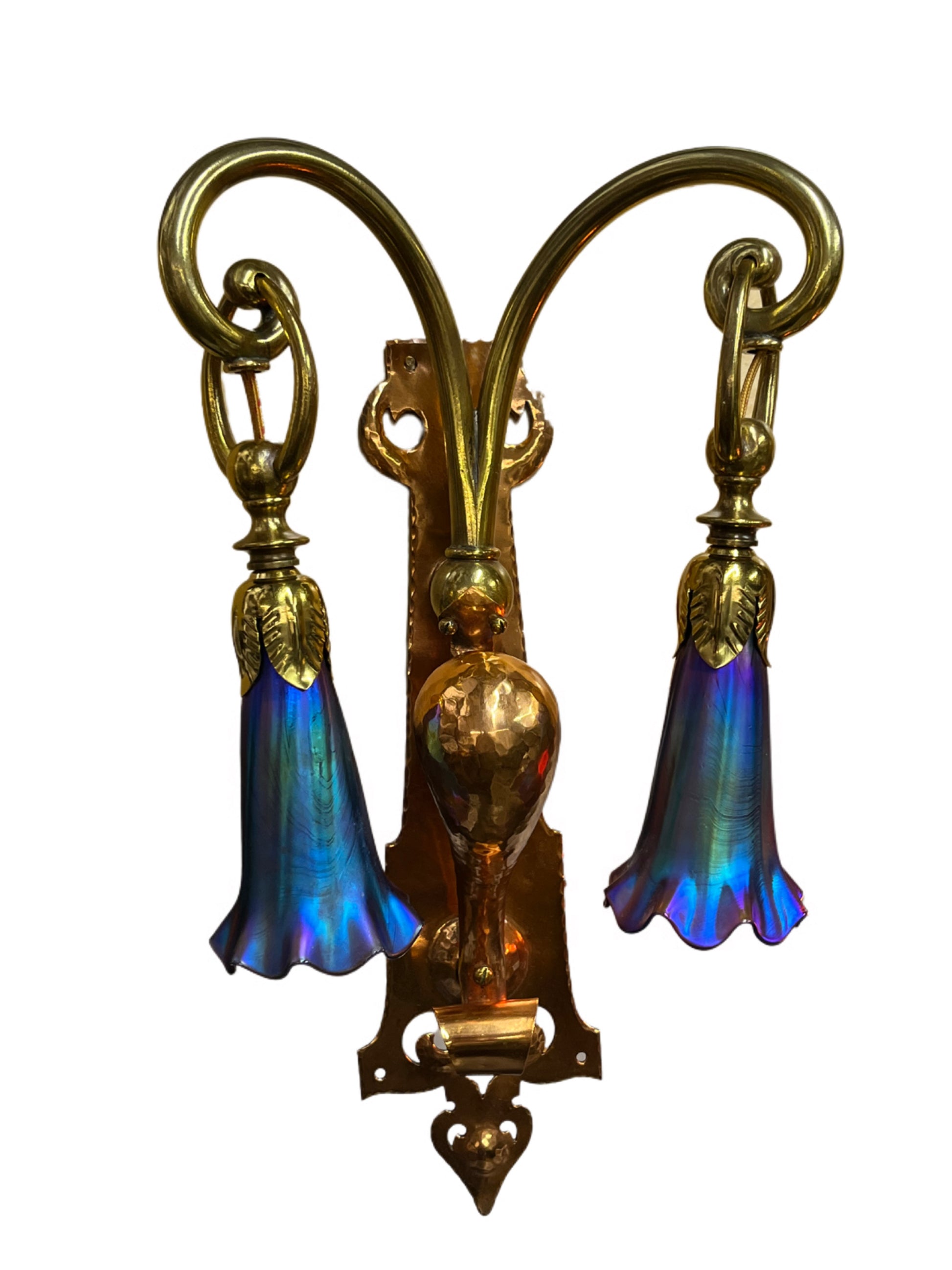 Peacock Blue Shades on WAS Benson style sconces